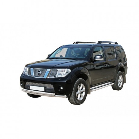 Защита порогов с алюминиевым листом (d63,5) для Nissan Pathfinder (2010-2014)(Окрашенное) купить недорого с доставкой в Чита
