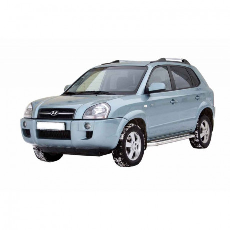 Защита порогов с алюминиевым листом (d63,5) для Hyundai Tucson (2004-2010)(Окрашенное) купить недорого с доставкой в Чита