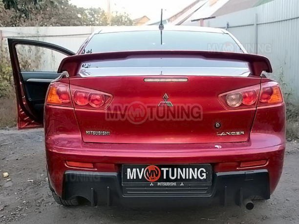 Накладка (юбка) заднего бампера "EVO" var №2 для Mitsubishi Lancer X (2007-2016) купить недорого с доставкой в Чита