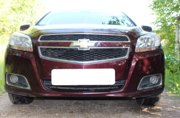Защита радиатора "Standart" Chevrolet Malibu (2012-2015) чёрная купить недорого с доставкой в Чита
