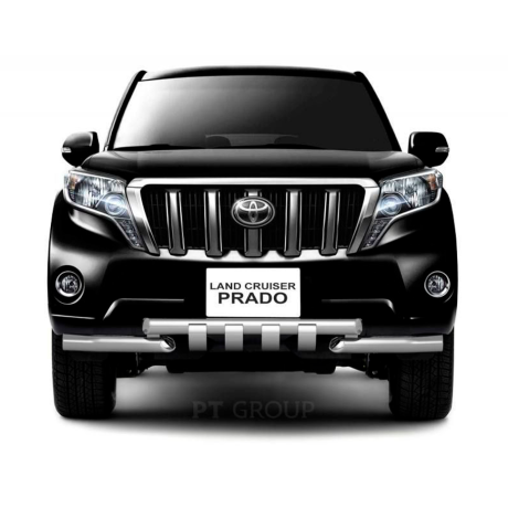 Защита переднего бампера двойная с зубьями d63/63мм (НПС) Toyota Land Cruiser Prado 150 (2013-2016 г.в.) купить недорого с доставкой в Чита