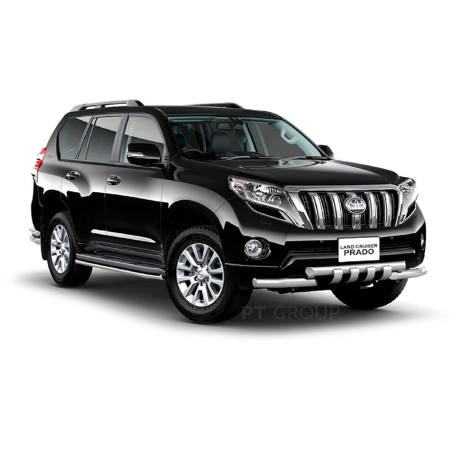 Защита переднего бампера двойная с зубьями d63/63мм (НПС) Toyota Land Cruiser Prado 150 (2013-2016 г.в.) купить недорого с доставкой в Чита