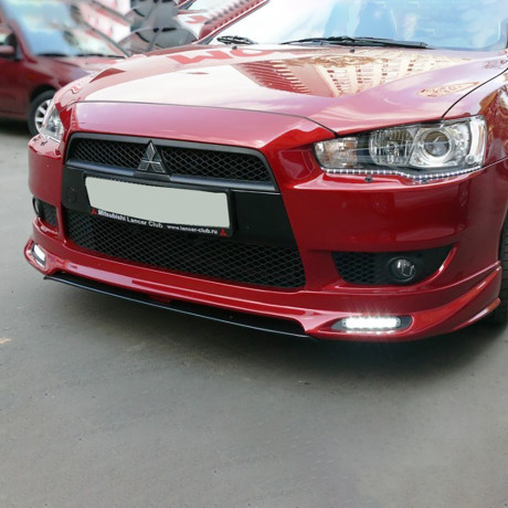 Накладка (юбка) переднего бампера "Zodiak" (с планкой) для Mitsubishi Lancer X (2007-2010) купить недорого с доставкой в Чита