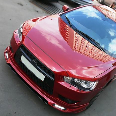 Накладка (юбка) переднего бампера "Zodiak" (с планкой) для Mitsubishi Lancer X (2007-2010) купить недорого с доставкой в Чита