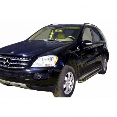 Защита порогов с алюминиевым листом (d63,5) для Mercedes-Benz ML 320/350 (2005-2008)(Окрашенное) купить недорого с доставкой в Чита