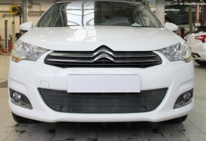 Защита радиатора "Standart" Citroen C4 (2010-2015) под парктроник, чёрная купить недорого с доставкой в Чита