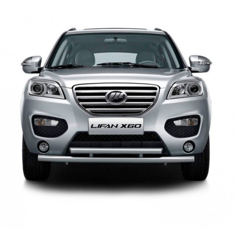 Защита переднего бампера двойная d63/51мм (НПС) Lifan X60 (2012-2016 г.в.) купить недорого с доставкой в Чита