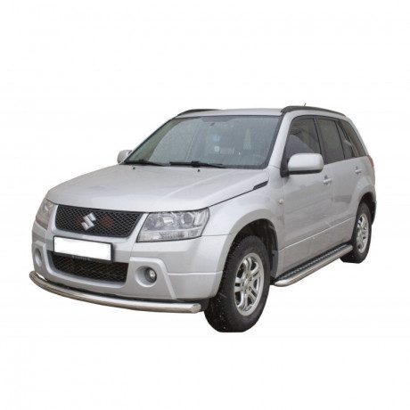 Защита порогов с алюминиевым листом (d63,5) для Suzuki Grand Vitara (2005-2008)(Окрашенное) купить недорого с доставкой в Чита