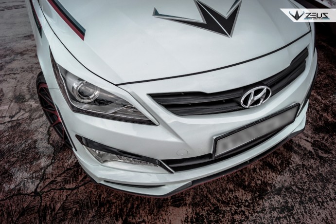 Накладки на фары (реснички) "ZEUS" для Hyundai Solaris (2014-2016) купить недорого с доставкой в Чита