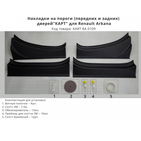 Накладки в проемы (передних и задних) дверей "КАРТ" для Renault Arkana (с комплектацией) купить недорого с доставкой в Чита