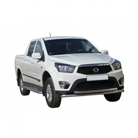 Защита переднего бампера «Труба двойная» (d63,5) для SsangYong Actyon Sports (2012-2015)(Окрашенное) купить недорого с доставкой в Чита