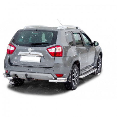 Защита заднего бампера «Уголки двойные» (d63,5) для Nissan Terrano (2014-н.в.)(Окрашенное) купить недорого с доставкой в Чита