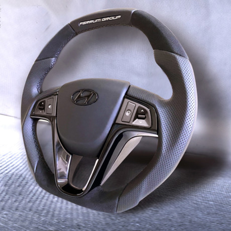 Анатомическое рулевое колесо Ferrum Group со вставками из алькантары для  Hyundai Solaris купить недорого с доставкой в Чита