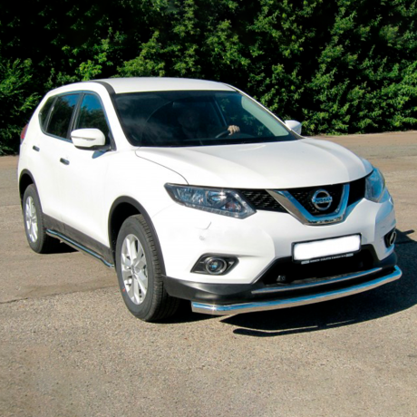 Защита переднего бампера одинарная d63мм (НПС) Nissan X-Trail (2015-н.в.) купить недорого с доставкой в Чита