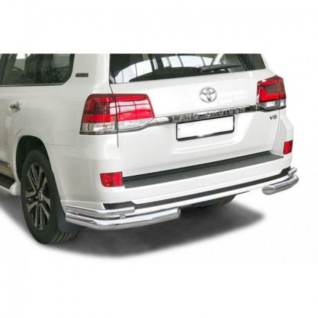 Защита заднего бампера «Уголки двойные» (d76) для Toyota Land Cruiser 200 Executive Lounge (2018-н.в.)(Окрашенное) купить недорого с доставкой в Чита