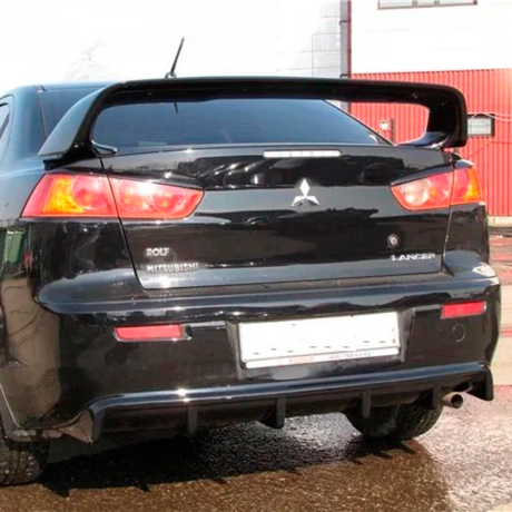 Диффузор заднего бампера "2.0L" (гладкий, без вырезов) для Mitsubishi Lancer 10 (2007-2016) купить недорого с доставкой в Чита