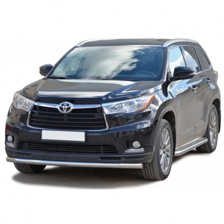 Защита порогов с алюминиевым листом (d63,5) для Toyota Highlander (2014-2015)(Окрашенное) купить недорого с доставкой в Чита